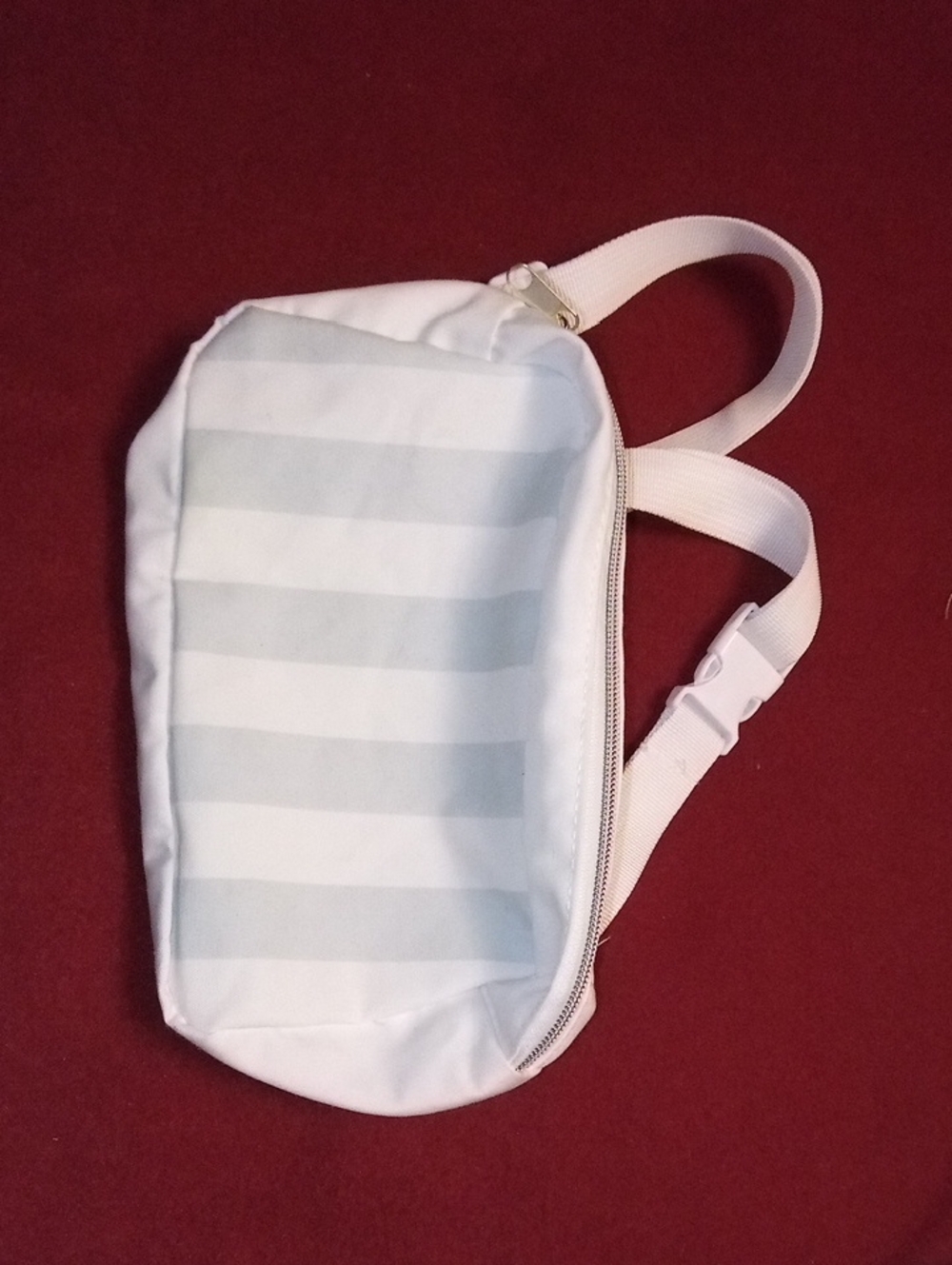 Pickle Ball Striped White Crossbody Belt Bag - Casual Everyday